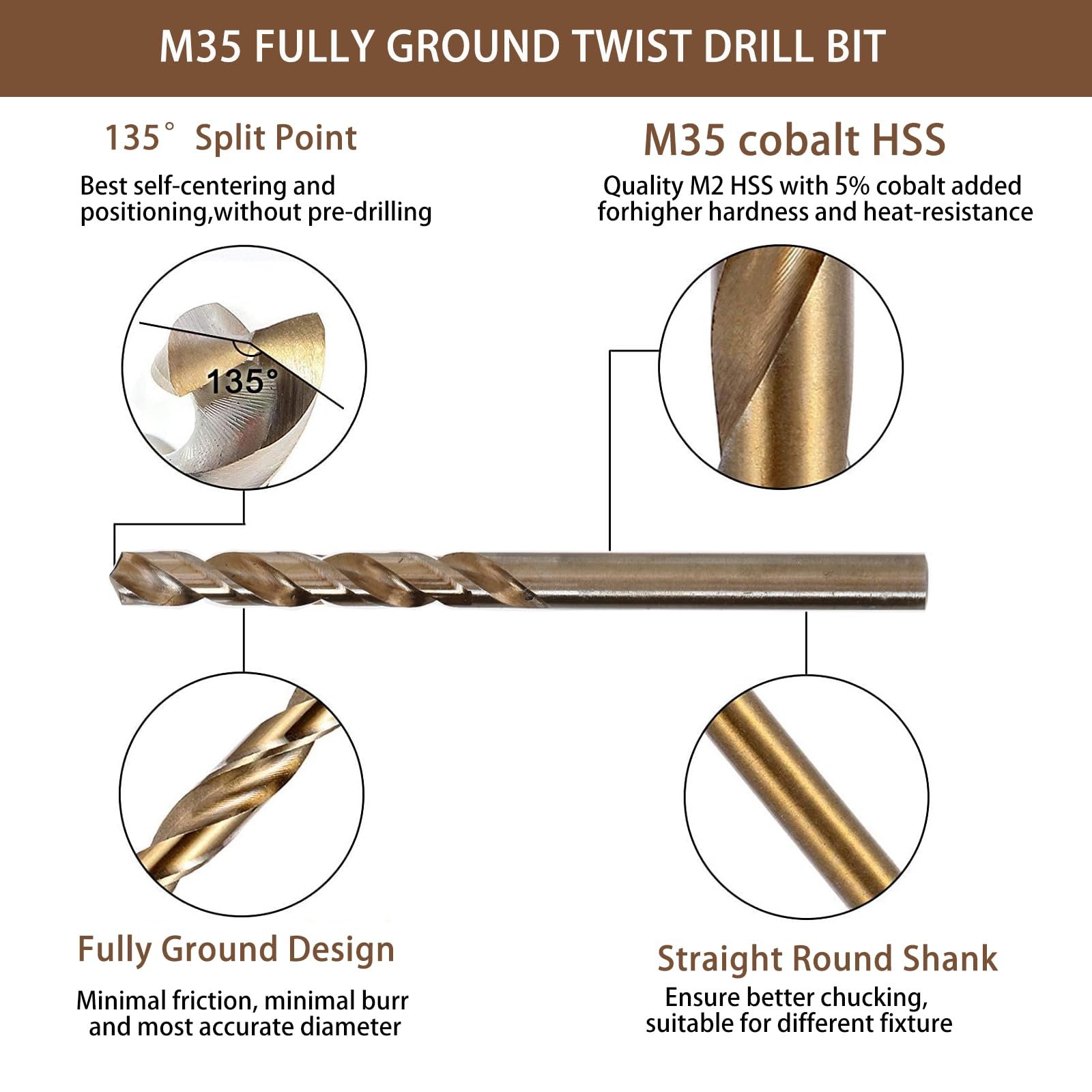 10pcs 1/4 inch(6.8mm) cobalt drill bits, m35 hss high speed steel for drill/driver stainless steel heavy duty twist steel drill bits - Laty Machine 10pcs 1/4 inch(6.8mm) cobalt drill bits, m35 hss high speed steel for drill/driver stainless steel heavy duty twist steel drill bits
