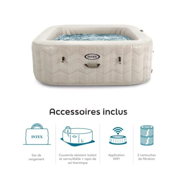 pure spa gonflable intex chevron carré 4 places - Laty Machine pure spa gonflable intex chevron carré 4 places