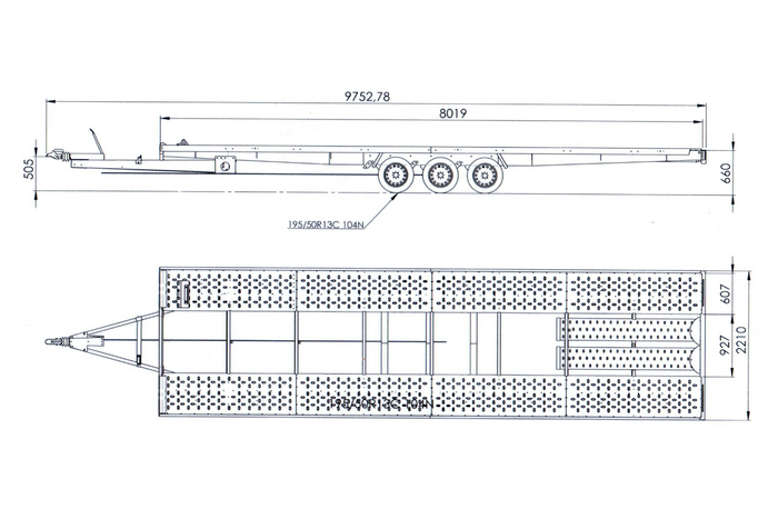 remorque porte voiture à trois essieux 800x230 uniplat 800/3 s 3500 kg - Laty Machine remorque porte voiture à trois essieux 800x230 uniplat 800/3 s 3500 kg