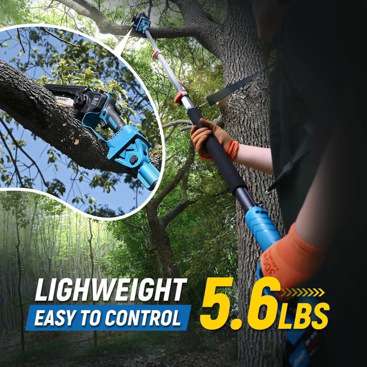 pole saw for tree trimming,15 foot reach pole tree trimmer,6inch electric pole chainsaw for branch and wood cutting with portable bag and 20v 4a battery jovant - Laty Machine pole saw for tree trimming,15 foot reach pole tree trimmer,6inch electric pole chainsaw for branch and wood cutting with portable bag and 20v 4a battery jovant