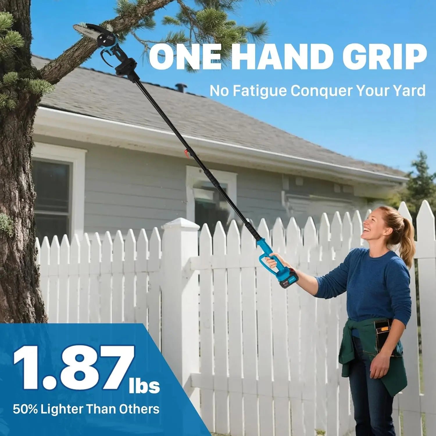 6 inch electric pole saws for tree trimming, 2 in 1 cordless mini chainsaw, pole saw battery powered with dual batteries lightweight for women garden yard wood cutting - Laty Machine 6 inch electric pole saws for tree trimming, 2 in 1 cordless mini chainsaw, pole saw battery powered with dual batteries lightweight for women garden yard wood cutting
